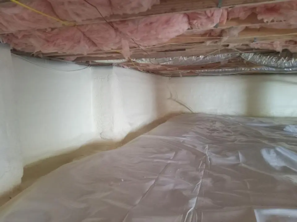 Crawl space encapsulation with closed-cell spray foam for Storm Damage Roof Repair in Bear